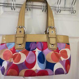 Like New Coach bright silk satchel shoulder bag